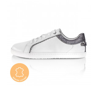 FEELIN Chic White Glitter Leather barefoot sneakers