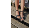 PETAL Black Leather barefoot sandals 