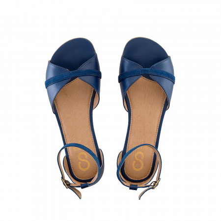 PETAL Royal Blue Leather barefoot sandals 